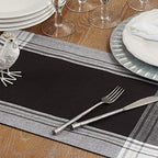 Fennco Styles Contemporary Stripe Border Design 100% Cotton Table Placemats 13" W x 19" L, Set of 4 - Black Table Mats for Dining Table Décor, Banquets, Holiday, Family Gathering, Special Occasion