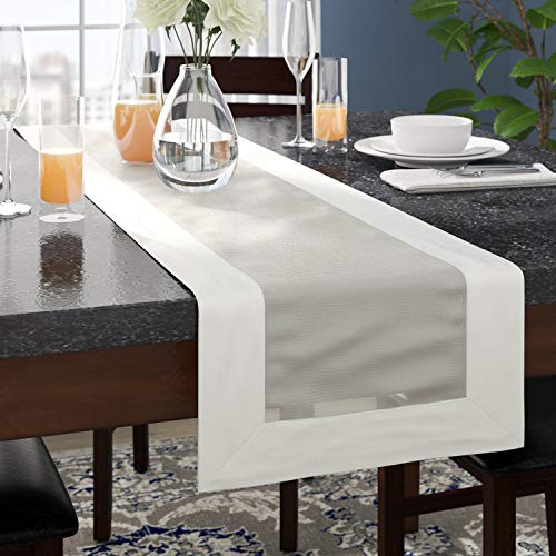 Fennco Styles Simple Collection Elegant Sheerness Satin Border Table Linens – 2 Colors Table Linens for Wedding, Formal Banquets, Special Events and Home Décor