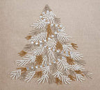 Fennco Styles Beaded Christmas Tree 100% Cotton Decorative Throw Pillow Cover 18 x 18 Inch - Beads Pillow Case for Holiday Décor, Couch, Living Room and Bedroom Décor
