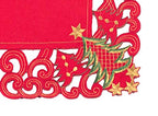 Fennco Styles Pandoro Collection Holiday Embroidered Christmas Tree Cutwork Border Table Linens – Ivory and Red Table Linens for Christmas Dinner, Family Gathering, Special Events and Home Décor