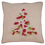 Fennco Styles Beaded Christmas Tree 100% Cotton Decorative Throw Pillow Cover 18 x 18 Inch - Beads Pillow Case for Holiday Décor, Couch, Living Room and Bedroom Décor