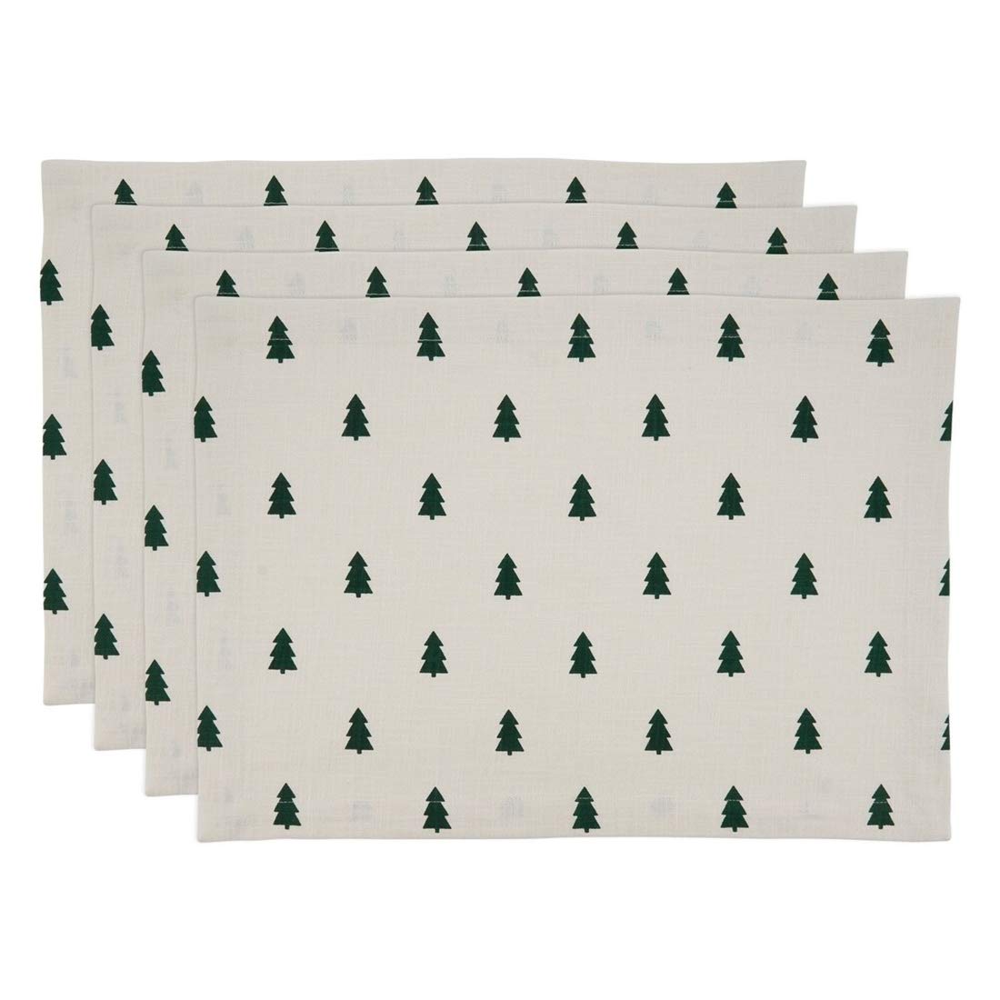 Fennco Styles Christmas Tree Cotton Table Runner 14" W x 72" L - Ivory Holiday Table Cover for Home Décor, Everyday Use, Banquet, Family Gathering and Special Occasion