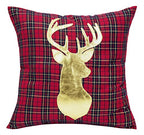 Fennco Styles Holiday Deer Tartan Plaid Christmas Decorative Filled Throw Pillow