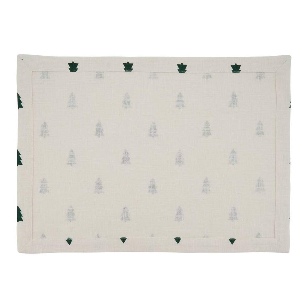 Fennco Styles Christmas Tree Cotton Table Runner 14" W x 72" L - Ivory Holiday Table Cover for Home Décor, Everyday Use, Banquet, Family Gathering and Special Occasion