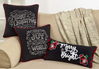 Fennco Styles Tableau Noir Collection Farmhouse Typography Stitched Pillow and Case – Black Deorcative Pillow and Case for Couch, Living Room and Holiday Décor