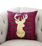 Fennco Styles Holiday Deer Tartan Plaid Christmas Decorative Filled Throw Pillow