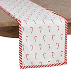 Fennco Styles Bonbon Collection Holiday Candy Cane Design Table Runner – Red Table Cover for Christmas Dinner, Family Gathering, Special Events and Home Décor