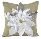 Fennco Styles Christmas Unique 3D Poinsettia Decorative Throw Pillow Cover 17 x 17 Inch - Holiday Flower Pillow for Everyday Use, Couch, Living Room and Bedroom Décor