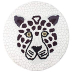 Fennco Styles Kids Cartoon White Panda Shag Area Rug 32" Round - Animal Design Soft Non-Slip Fleece Play Mat for Boys Girls Bedroom Décor, Kids Playroom, Living Room, Nursery Décor