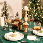 Fennco Styles Metallic Snowflake Holiday Design Jacquard Woven Tablecloth 60" W x 40" L - Green Christmas Table Cover for Home Décor, Winter Holidays, Dining Table, Banquets and Family Gathering