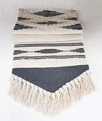Fennco Styles Geometric Design Canvas Cotton Table Runner with Tassels – 14”W x 71”L Table Cover for Home Décor, Dining Table, Banquets, Holidays and Special Occasions
