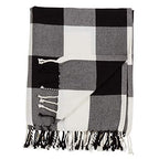 Fennco Styles Rustic Buffalo Plaid 100% Cotton Throw Blanket with Hand-Knotted Fringe