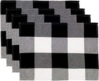 Fennco Styles Rustic Buffalo Check Holiday Plaid Cotton Placemats 14" x 20", Set of 4