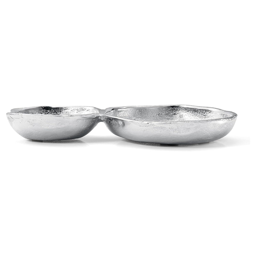 2 Cluster Decorative Bowls Bright Silver Snack Tray Bowl Chip