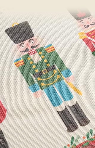 Fennco Styles Nutcracker Fringe Holiday Table Runner 14" W X 60" L - Multicolored Soldier Print Festive Table Cover for Christmas Décor, Banquet, Family Gathering and Special Events