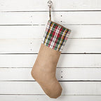 Fennco Styles Inverness Collection Plaid Design Decorative Jute Christmas Stocking -13"x19"