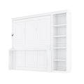 Sturdy Murphy Bed With Desk And Bookshelf, White or Gray