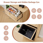 Giratree Tilt Out, Wood Kitchen Garbage Bin with Drawer, Fluted 10 Gallon Laundry Hamper