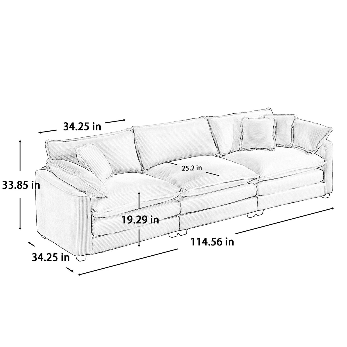 Luxe & Sophisticated Deep Seated Sofa Set - 2 Sofas