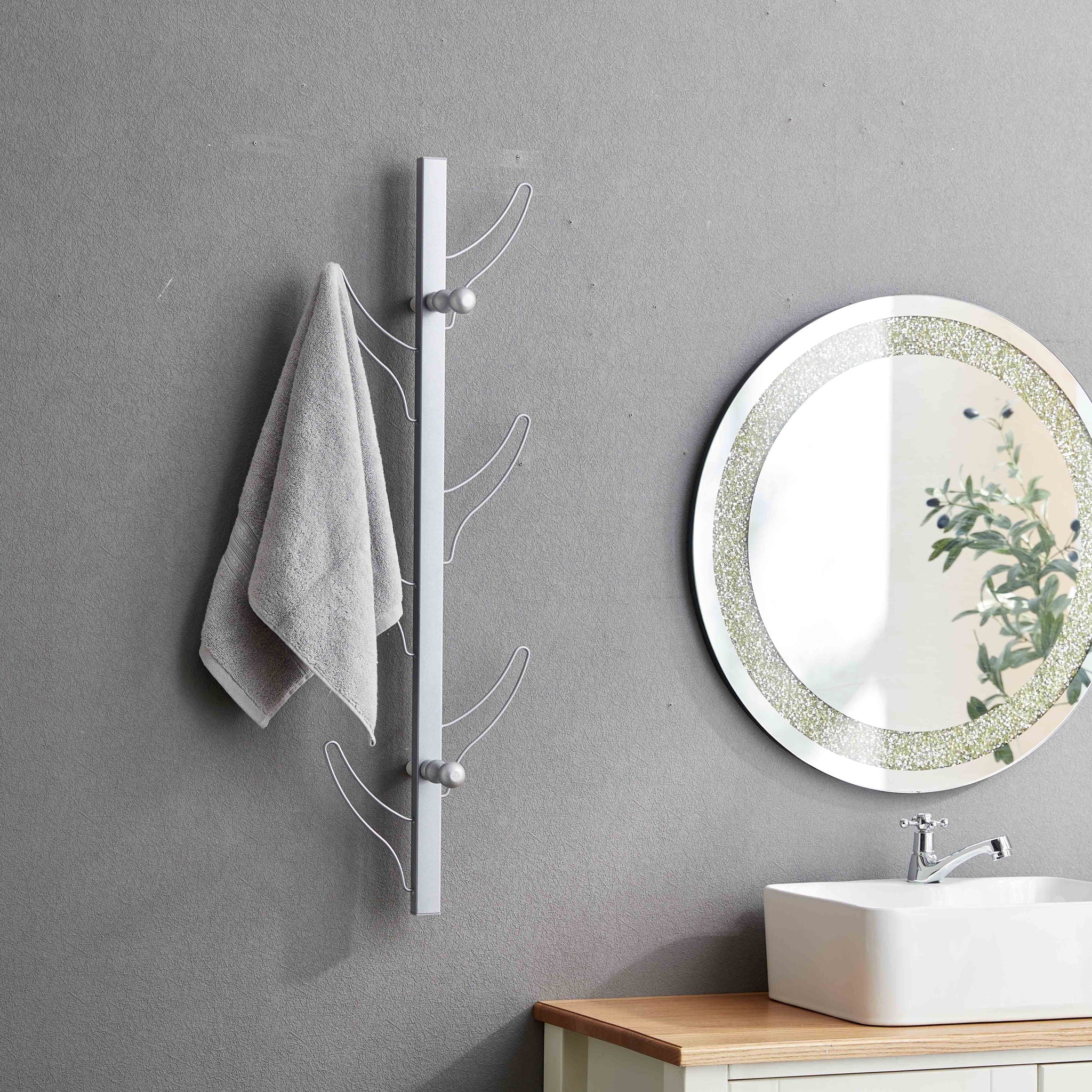 Vertical Eight Hook Coat Rack Towel Rack Wall Mount Various Colors