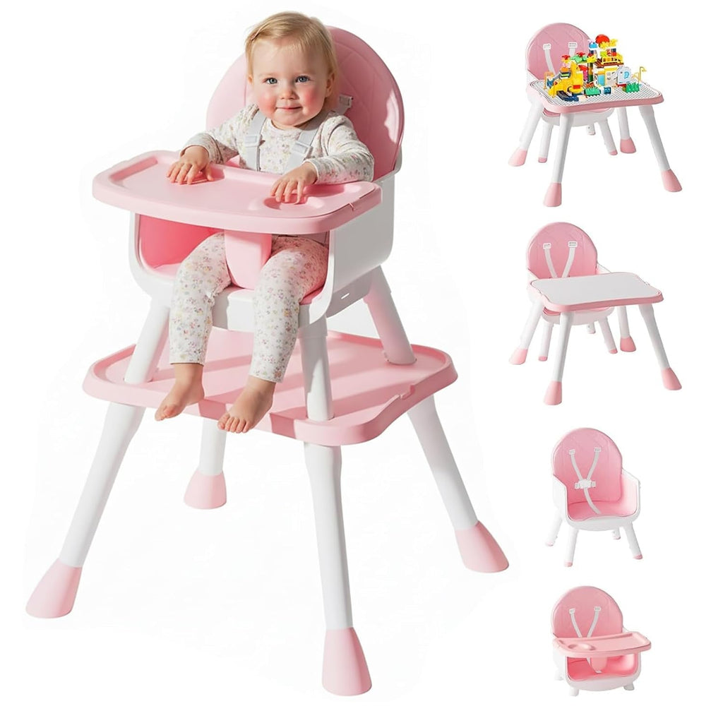6 in 1 Baby High Chair, Convertible Highchair for Babies and Toddlers (Grey)