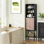 Tall Freestanding 57 Inches Bathroom Cabinet with 1 Door and 4 Shelves Narrow Storage Unit Entry Bathroom Bedroom Pantry Kitchen