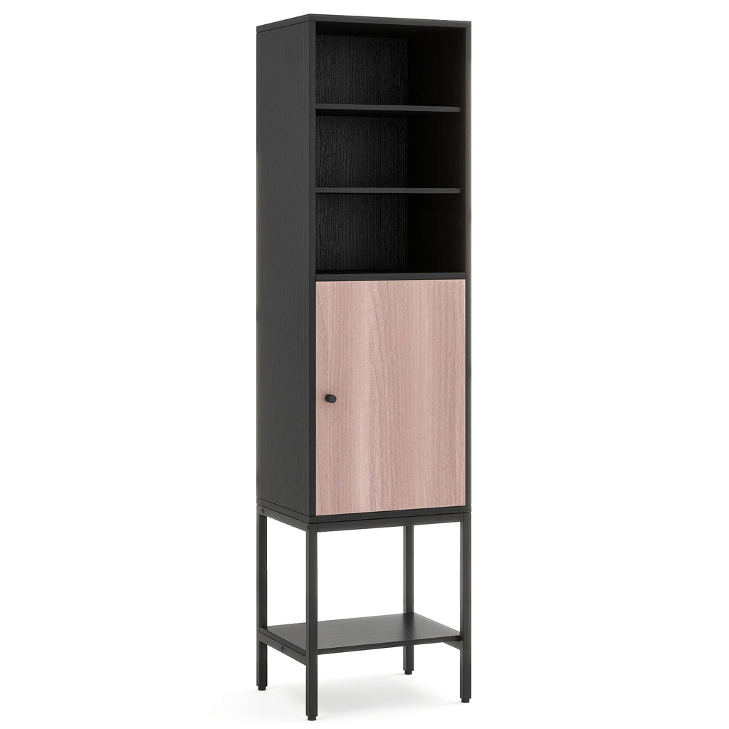 Tall Freestanding 57 Inches Bathroom Cabinet with 1 Door and 4 Shelves Narrow Storage Unit Entry Bathroom Bedroom Pantry Kitchen