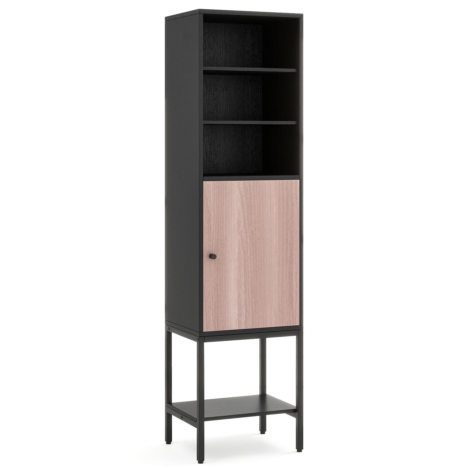 Tall Freestanding 57 Inches Bathroom Cabinet with 1 Door and 4 Shelves Narrow Storage Unit Entry Bathroom Bedroom Pantry Kitchen