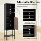 Tall Freestanding 57 Inches Bathroom Cabinet with 1 Door and 4 Shelves Narrow Storage Unit Entry Bathroom Bedroom Pantry Kitchen
