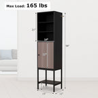 Tall Freestanding 57 Inches Bathroom Cabinet with 1 Door and 4 Shelves Narrow Storage Unit Entry Bathroom Bedroom Pantry Kitchen