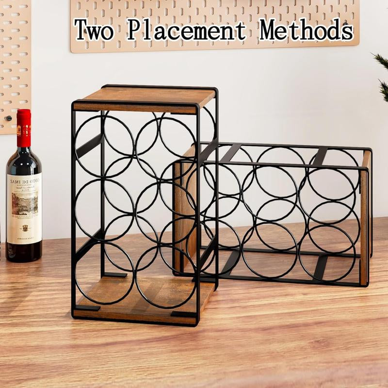 SUOERNUO Wood Countertop Wine Rack No Assembly Needed 6-Bottle Capacity