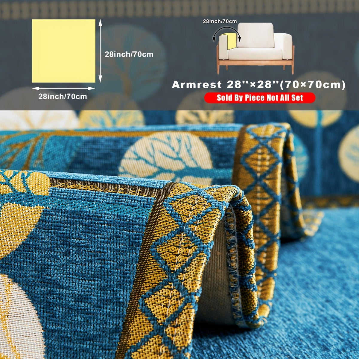 Autumn Trees Boho Chenille Sofa Cover Pet/Kid friendly