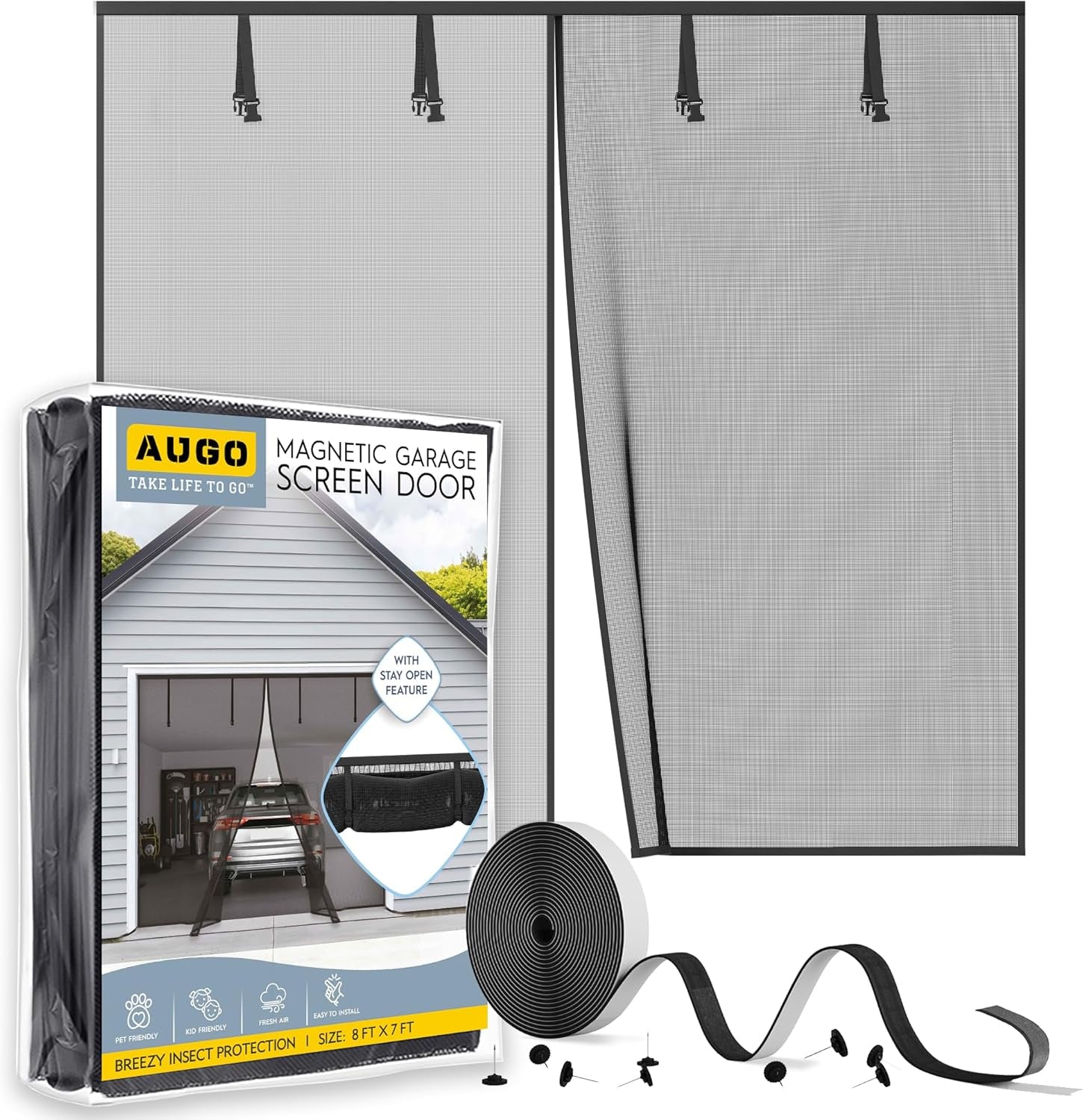 AUGO Heavy Duty Magnetic Screen Door - Self-Sealing for Ultimate Bug Protection
