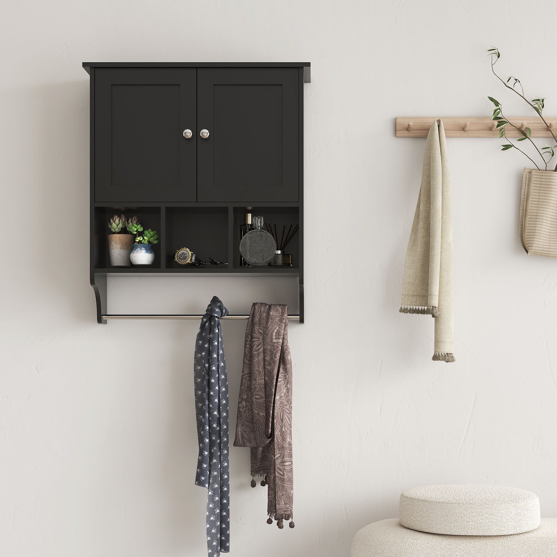 Bathroom Cabinet Medicine Cabinet, Black, Bathroom Kitchen