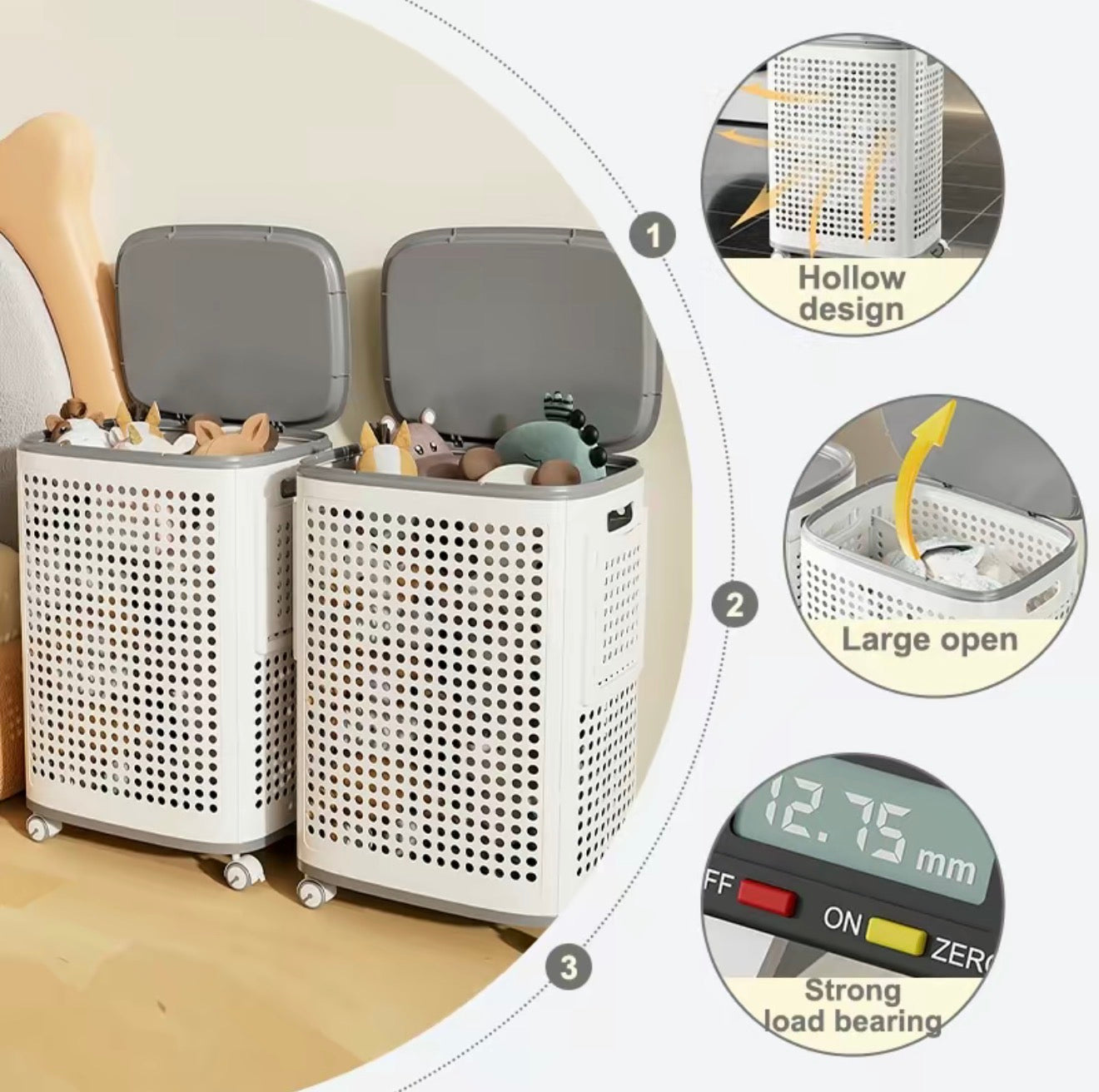 RollEase Laundry Hamper - Various sizes