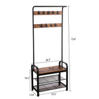 Hall Tree With Shoe Bench For Entryway With 9 Removable Hooks
