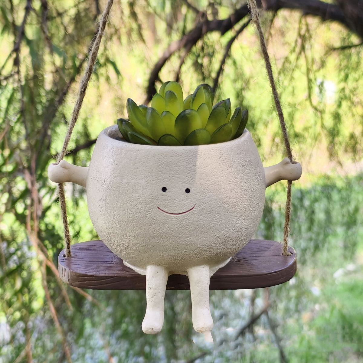 Swinging Happy Face Succulent Planter