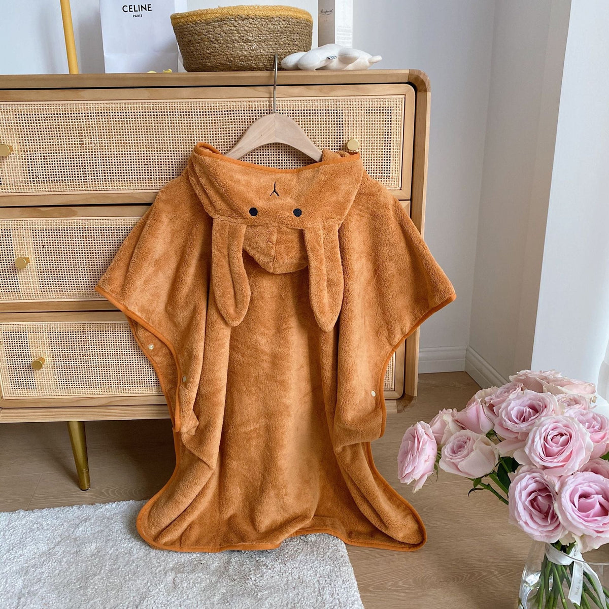 Trendy Rabbit Hooded Cartoon Bathrobes For Girls Boys
