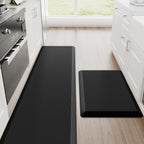 Kitchen Mats, 2PCS Kitchen Rugs, Cushioned anti Fatigue Kitchen Mats for Floor, Non-Slip Standing Desk Mat, Waterproof Kitchen Rug Set for Kitchen,20" X 32"+20" X 94.5"-Full 1Inch Thick,Black