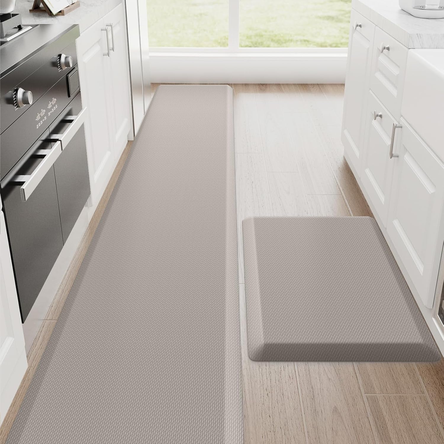 Kitchen Mats, 2PCS Kitchen Rugs, Cushioned anti Fatigue Kitchen Mats for Floor, Non-Slip Standing Desk Mat, Waterproof Kitchen Rug Set for Kitchen,20" X 32"+20" X 94.5"-Full 1Inch Thick,Black