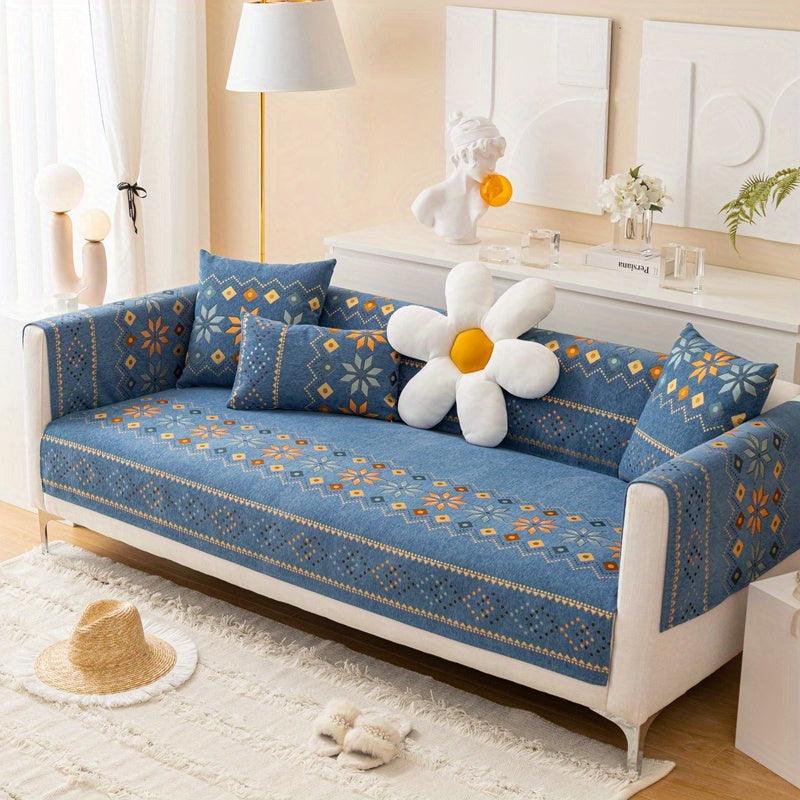 Geometric Bohemian Chenille Slipcovers Pet/Kid Friendly Washable