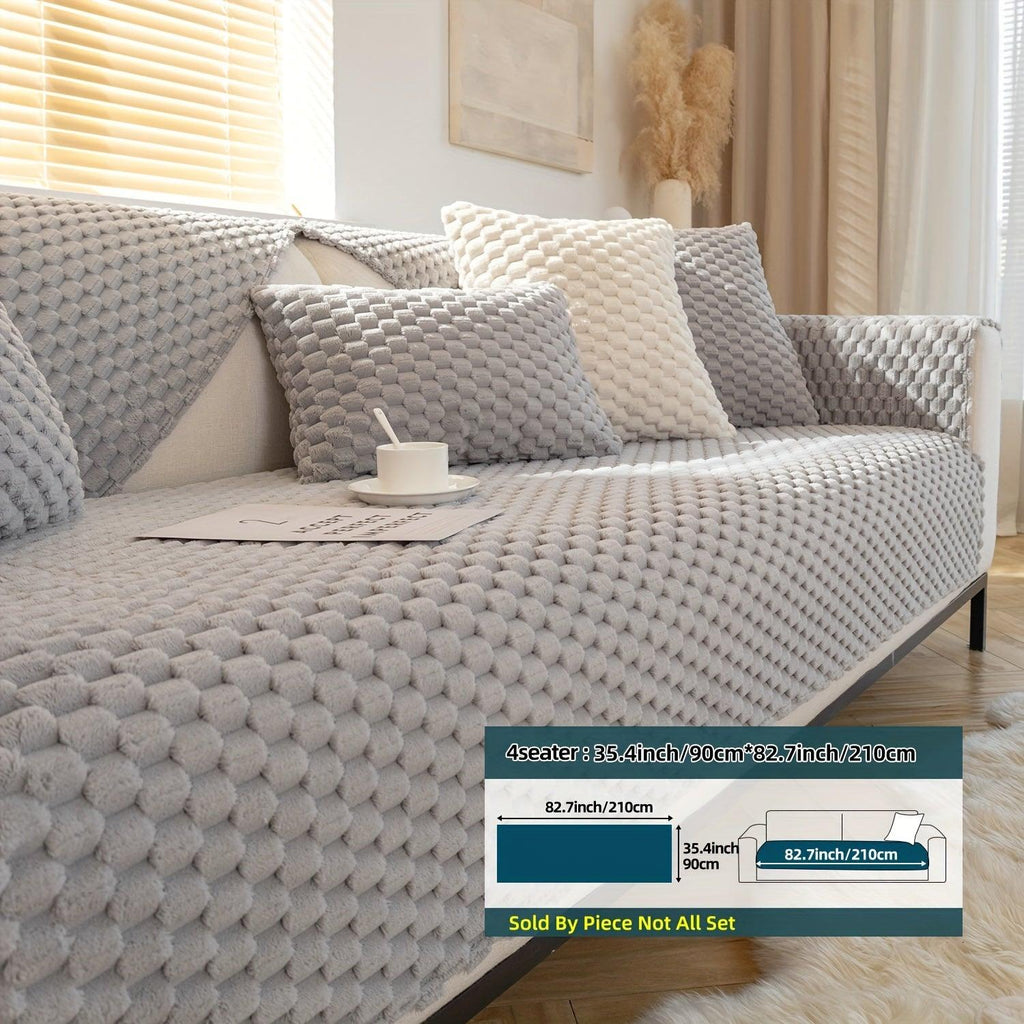 Plush Nordic Sofa Slipcover Kid/Pet Protector, Washable
