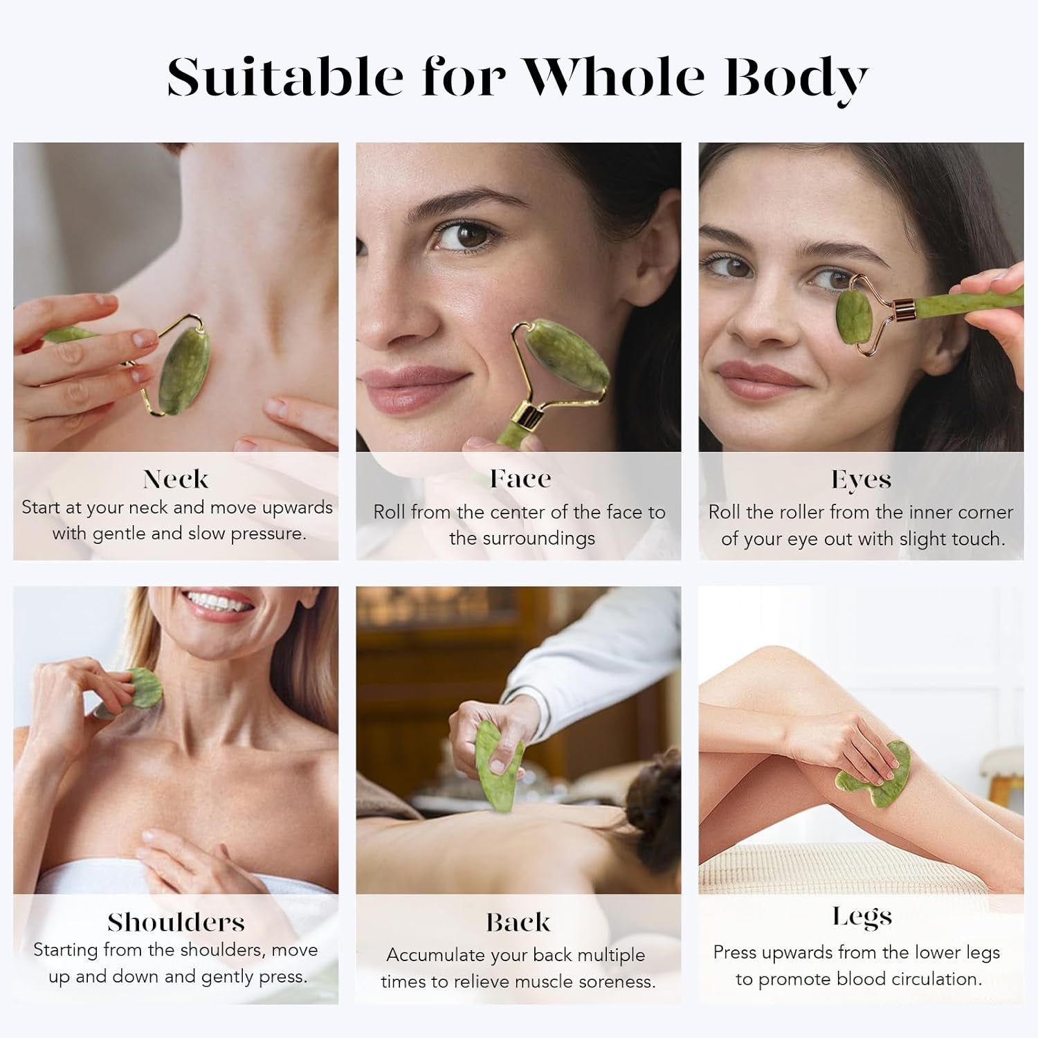 BAIMEI Icyme Gua Sha & Jade Roller Facial Tool Set for Puffiness and Redness Reducing