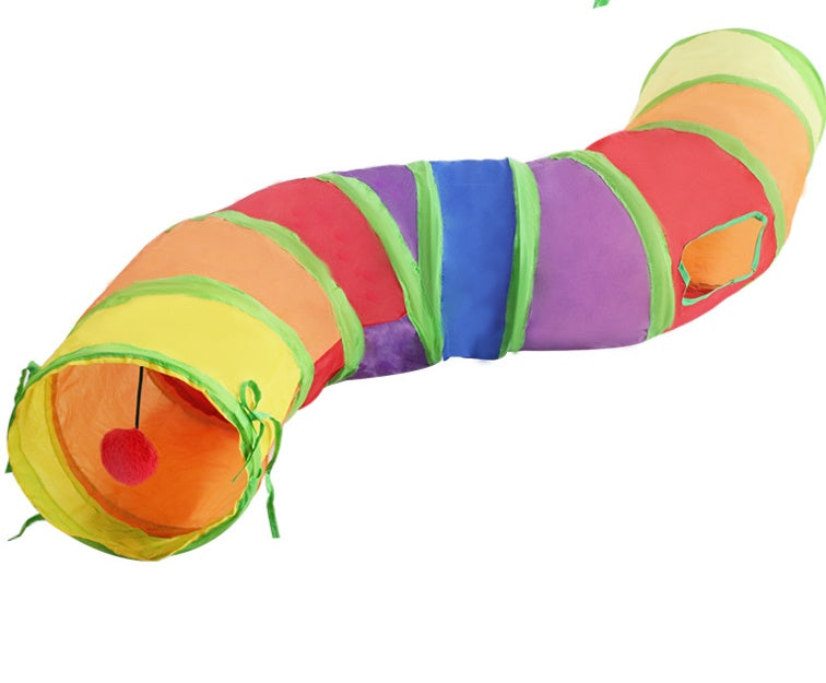 Curvy Rainbow Collapsible Cat Tunnel