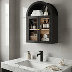 Arched Wall Mounted Medicine Cabinets with Tempered Glass Doors,Bathroom Cabinet with Adjustable Shelf for Kitchen,Living Room