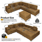 L-Shaped Sectional Sofa Set with Removable Ottoman