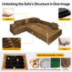 L-Shaped Sectional Sofa Set with Removable Ottoman