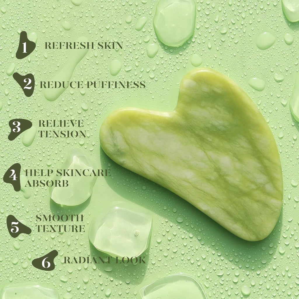 BAIMEI Icyme Gua Sha & Jade Roller Facial Tool Set for Puffiness and Redness Reducing