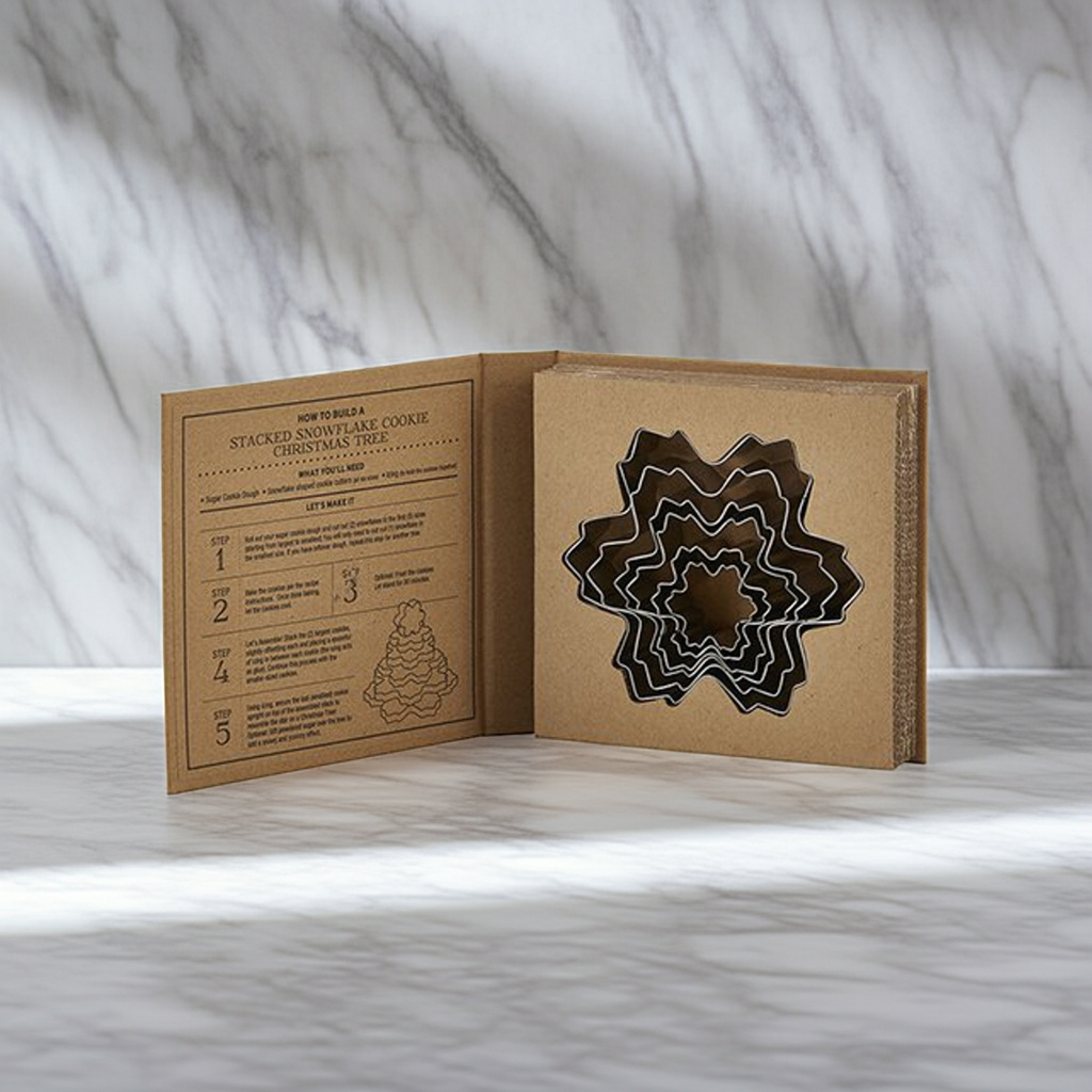 6-Piece Snowflake Cookie Cutter Set Book Box