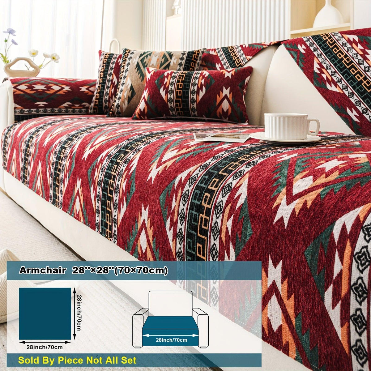 Boho Winter Couch Cover - Chic Snow Chenille Pet Protector